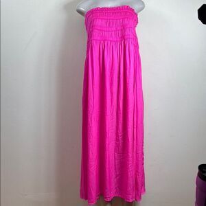 (K2) NWT KORI PINK SATIN HIGH-WAISTED MAXI SKIRT OR STRAPLESS DRESS, SIZE S